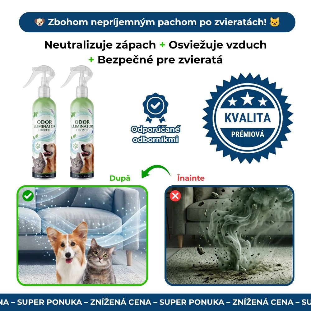 OdorPet – Rýchly odstraňovač pachov po zvieratách